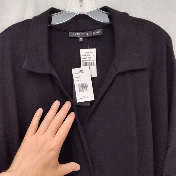 New Lafayette 148 little black shirt dress Toni plus size 3x mini work short - Picture 8 of 16